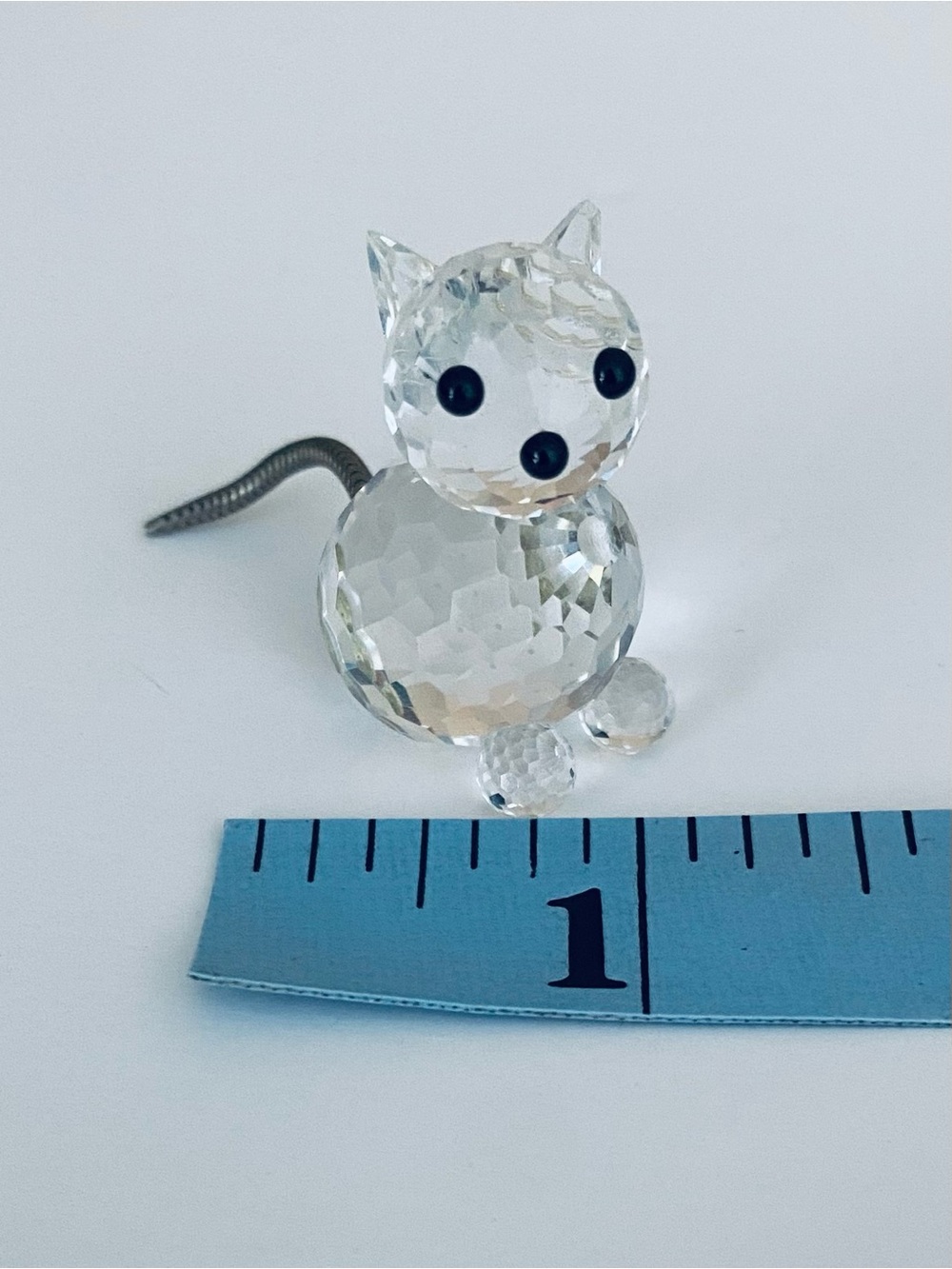 Swarovski Crystal Miniature Cat Figurine Silver-Tone Wire Tail Vintage 1990s - Picture 9 of 10